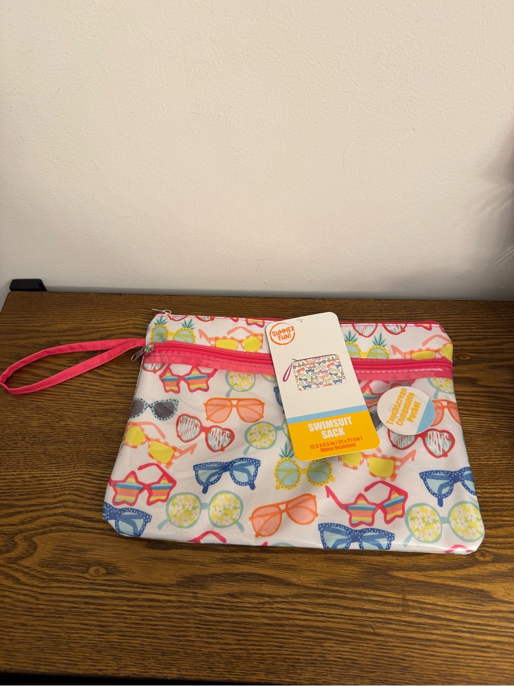 NWT Summer Fun Swimsuit Sack Wet Bag Pouch Sunglasses Print